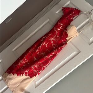 Elle Zeitoune Australia Size 6 Red Lace Overlay Dress